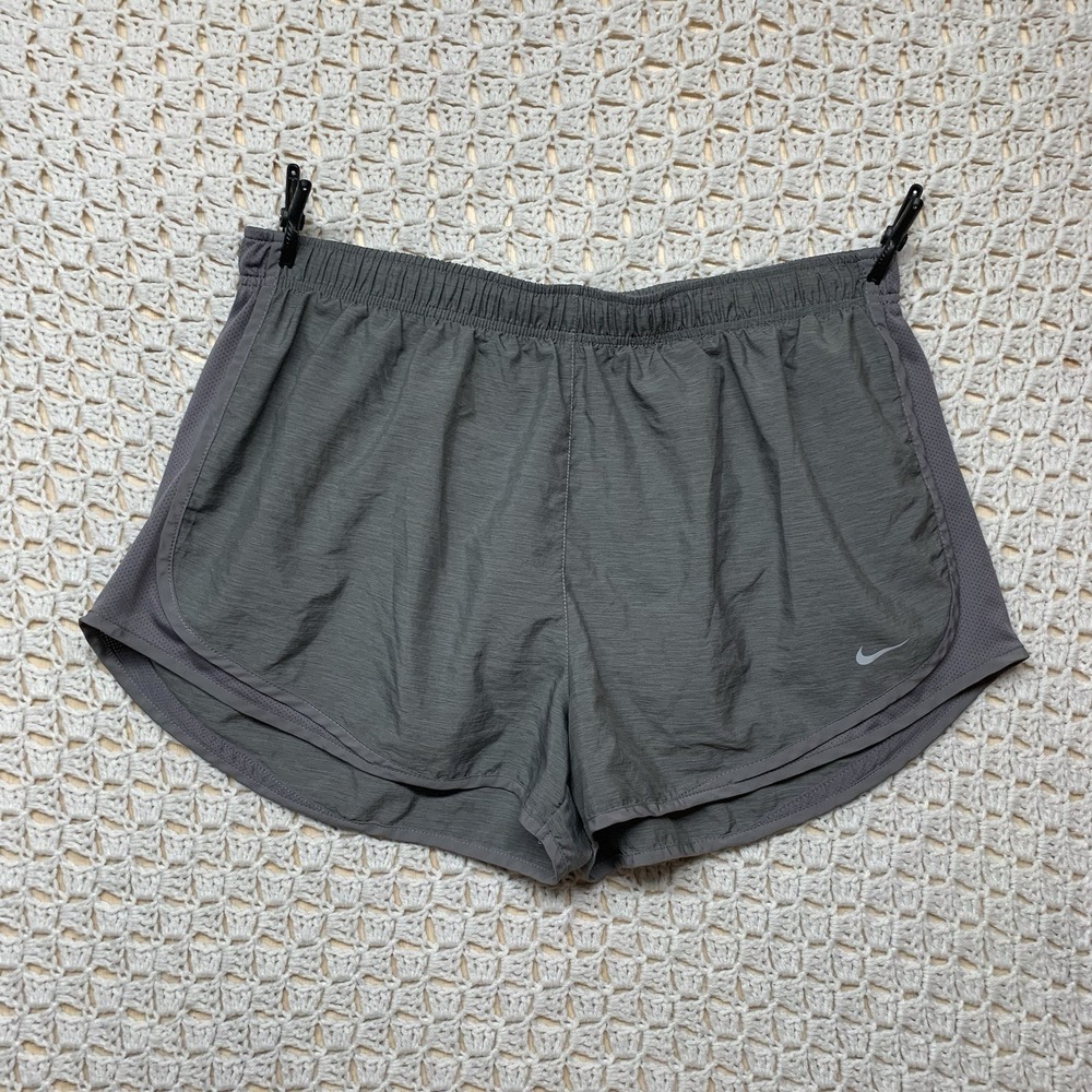 Nike Dri Fit Dry Tempo Running Shorts Women Sz 2XL Gray‎ Lined DB4487-067 Gym